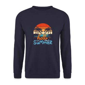 Hello Summer - Unisex Sweatshirt - navy - Front - Alina (178cm) & Michal (187cm)