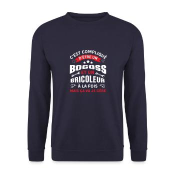 C'est compliqué d'être Bogoss et bricoleur je gère - Sweat-shirt Unisexe - marine - Devant - Alina (178cm) & Michal (187cm)