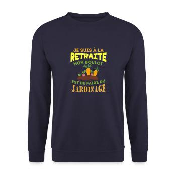 Retraité jardinier jardinage - Sweat-shirt Unisexe - marine - Devant - Alina (178cm) & Michal (187cm)