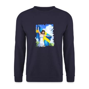Abschlussfeier 2024 Abiturfeier - Unisex Pullover - Navy - Vorne - Alina (178cm) & Michal (187cm)