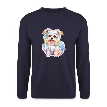 Maltese Watercolors - Unisex Sweatshirt - navy - Front - Alina (178cm) & Michal (187cm)
