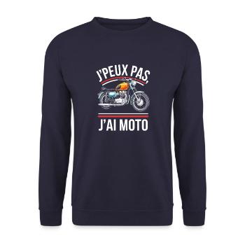 J'peux pas, j'ai moto - Sweat-shirt Unisexe - marine - Devant - Alina (178cm) & Michal (187cm)