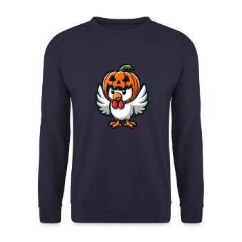 Halloween Pumpkin Chicken Helmet Autumn Funny - Unisex Sweatshirt - navy - Front - Alina (178cm) & Michal (187cm)
