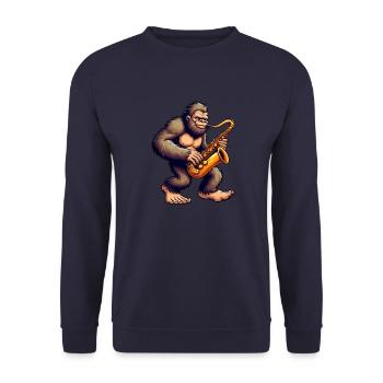 Bigfoot Saxofonist Klassische Musik Jazz - Unisex Pullover - Navy - Vorne - Alina (178cm) & Michal (187cm)