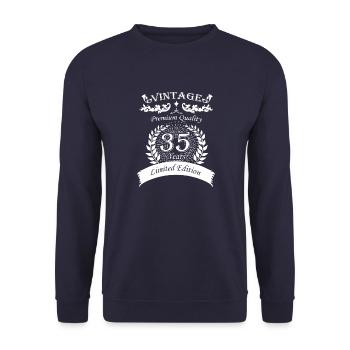 Vintage 35th Birthday Vintage - Unisex Sweatshirt - navy - Front - Alina (178cm) & Michal (187cm)