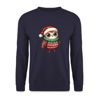Eule Weihnachten Comic - Unisex Pullover - Navy - Vorne - Alina (178cm) & Michal (187cm)