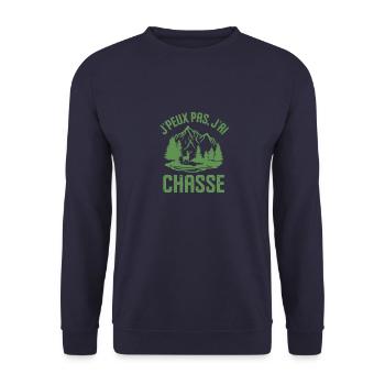 Chasse chasseur cerf bois - Sweat-shirt Unisexe - marine - Devant - Alina (178cm) & Michal (187cm)