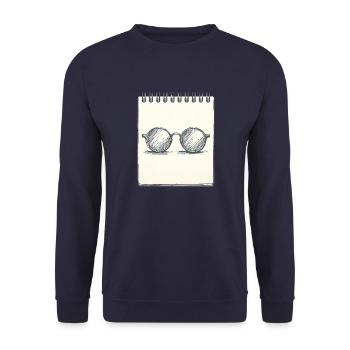 Zeichnung einer Brille - Unisex Pullover - Navy - Vorne - Alina (178cm) & Michal (187cm)