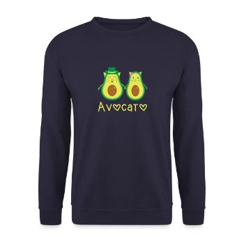 Avogato Avocado Cat Shirt - Unisex Sweatshirt - navy - Front - Alina (178cm) & Michal (187cm)