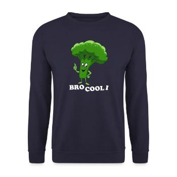 Bro Cool I - Broccoli, Vegetables, Vegetarian, Vegan - Unisex Sweatshirt - navy - Front - Alina (178cm) & Michal (187cm)