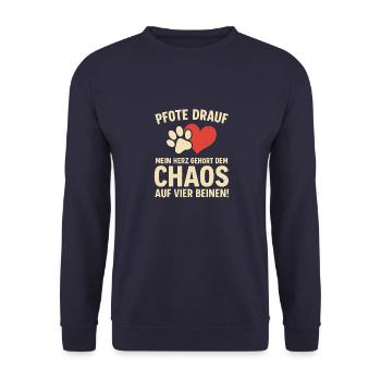 Mein Herz gehört dem Caos - Unisex Pullover - Navy - Vorne - Alina (178cm) & Michal (187cm)