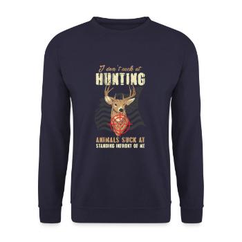I Don't Suck At Hunting Funny Hunter - Unisex Pullover - Navy - Vorne - Alina (178cm) & Michal (187cm)