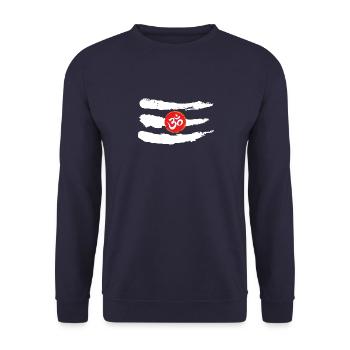 Drittes Auge Shiva OM weißes Thema - Unisex Pullover - Navy - Vorne - Alina (178cm) & Michal (187cm)