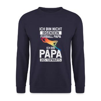 Fußball Papa Des Torwarts - Unisex Pullover - Navy - Vorne - Alina (178cm) & Michal (187cm)