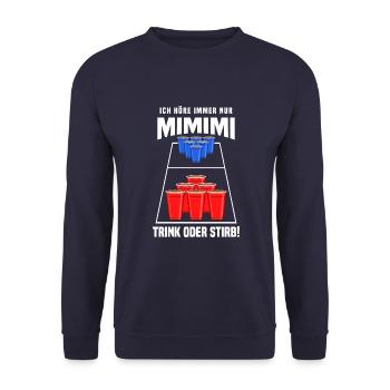 Bierpong Trinkspiel Alkohol Bier Studenten Party - Unisex Pullover - Navy - Vorne - Alina (178cm) & Michal (187cm)