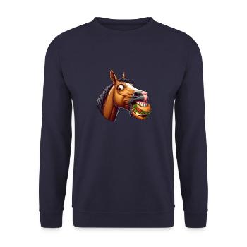 Cheval Cheeseburger Fast Food Jument Étalon - Sweat-shirt Unisexe - marine - Devant - Alina (178cm) & Michal (187cm)