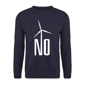 NO! Wind turbine no thanks - danger for birds - Unisex Sweatshirt - navy - Front - Alina (178cm) & Michal (187cm)