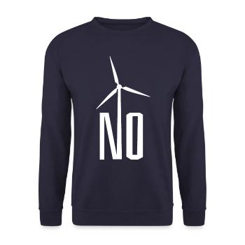 NO! Wind turbine no thanks - danger for birds - Unisex Sweatshirt - navy - Front - Alina (178cm) & Michal (187cm)