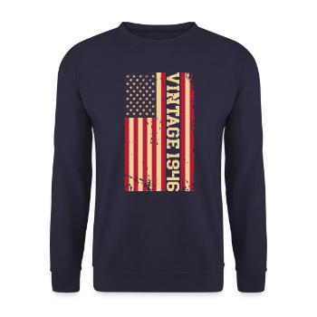 Vintage 1946 US Flag - Unisex Sweatshirt - navy - Front - Alina (178cm) & Michal (187cm)