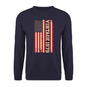 Vintage 1979 US Flag - Unisex Sweatshirt - navy - Front - Alina (178cm) & Michal (187cm)