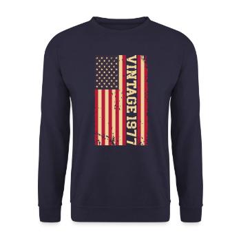 Vintage 1977 US Flag - Unisex Sweatshirt - navy - Front - Alina (178cm) & Michal (187cm)