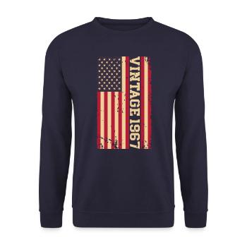 Vintage 1967 US Flag - Unisex Sweatshirt - navy - Front - Alina (178cm) & Michal (187cm)