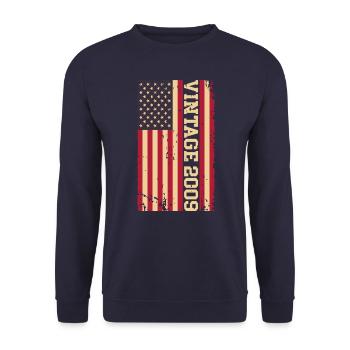 Vintage 2009 US Flag - Unisex Sweatshirt - navy - Front - Alina (178cm) & Michal (187cm)