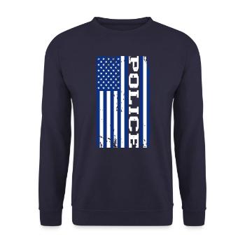 Police USA Flagge - Unisex Pullover - Navy - Vorne - Alina (178cm) & Michal (187cm)