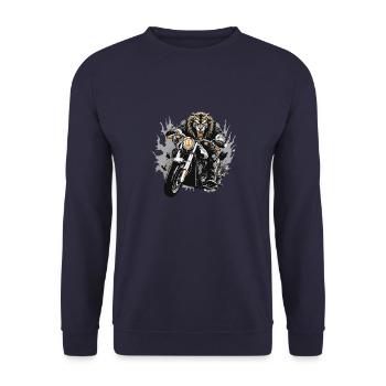 Lion Moto Motard Bête - Sweat-shirt Unisexe - marine - Devant - Alina (178cm) & Michal (187cm)