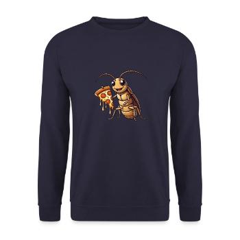 Cute cartoon cockroach with salami pizza - Unisex Sweatshirt - navy - Front - Alina (178cm) & Michal (187cm)