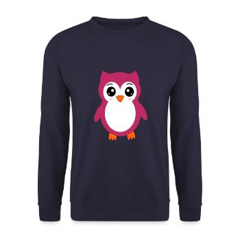 Cadeau de t-shirt hiboux kawaii mignons - Sweat-shirt Unisexe - marine - Devant - Alina (178cm) & Michal (187cm)