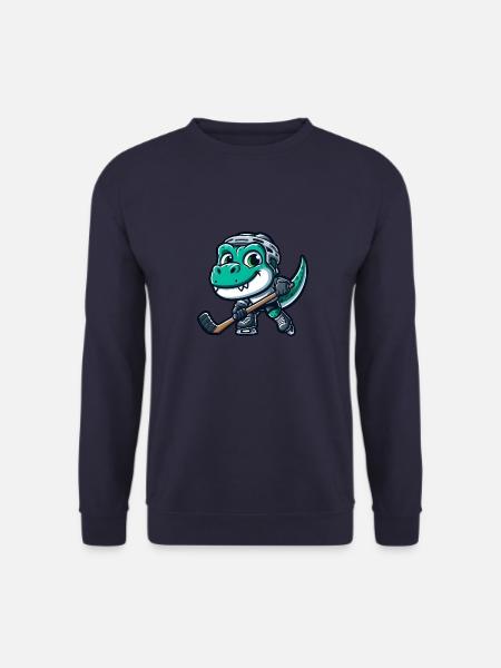 Dino T-Rex Dinosaurier spielt Eishockey - Unisex Pullover - Navy