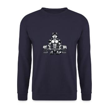 Cool Husky Fitness Bodybuilder Entraînement Dessin animé - Sweat-shirt Unisexe - marine - Devant - Alina (178cm) & Michal (187cm)