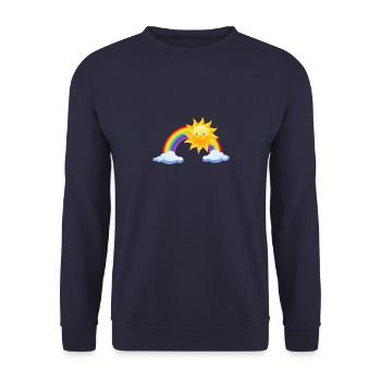 Sonne, Regenbogen, Wolken - Unisex Pullover - Navy - Vorne - Alina (178cm) & Michal (187cm)