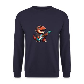 Dino T-Rex Guitare Guitariste Groupe Musique - Sweat-shirt Unisexe - marine - Devant - Alina (178cm) & Michal (187cm)