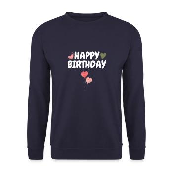 Happy Birthday - Unisex Pullover - Navy - Vorne - Alina (178cm) & Michal (187cm)