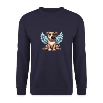 Mignon pitbull avec des ailes d’ange dessin animé - Sweat-shirt Unisexe - marine - Devant - Alina (178cm) & Michal (187cm)