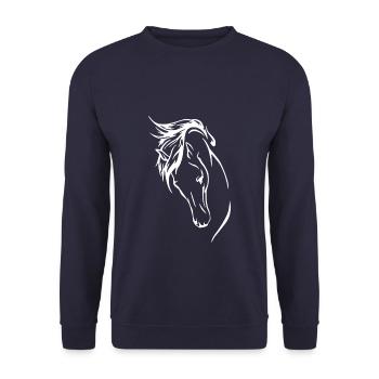 Cheval avec un sifflet - Sweat-shirt Unisexe - marine - Devant - Alina (178cm) & Michal (187cm)