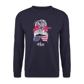 Mom Messy Dutt USA - Unisex Sweatshirt - navy - Front - Alina (178cm) & Michal (187cm)
