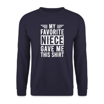 Meine Lieblingsnichte Hat Mir Das Geschenkt - Unisex Pullover - Navy - Vorne - Alina (178cm) & Michal (187cm)