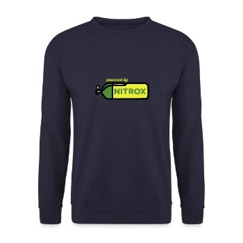 Powered by Nitrox Suba Diving Tauchen Taucher Dive - Unisex Pullover - Navy - Vorne - Alina (178cm) & Michal (187cm)