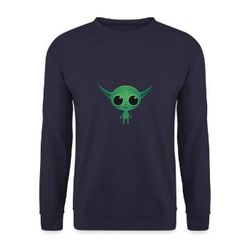Cute green alien - Unisex Sweatshirt - navy - Front - Alina (178cm) & Michal (187cm)