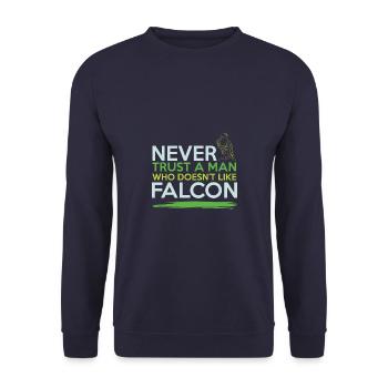 falknerei cooler spruch - Unisex Pullover - Navy - Vorne - Alina (178cm) & Michal (187cm)