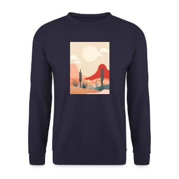 Désert dans un style plat minimaliste - Sweat-shirt Unisexe - marine - Devant - Alina (178cm) & Michal (187cm)