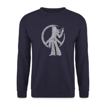 Flower Power Hippie Abstract mit Peacezeichen - Unisex Pullover - Navy - Vorne - Alina (178cm) & Michal (187cm)