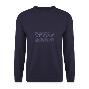 Souvenir-Shirt - "Meine Kinder waren in Vegas" - Unisex Pullover - Navy - Vorne - Alina (178cm) & Michal (187cm)