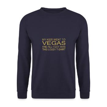 Souvenir-Shirt - "Meine Kinder waren in Vegas" - Unisex Pullover - Navy - Vorne - Alina (178cm) & Michal (187cm)