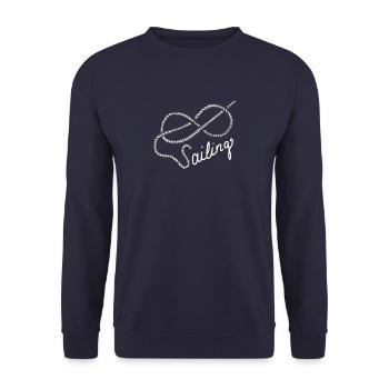 Sailing Segeln Achter Knoten mit Leine - Unisex Pullover - Navy - Vorne - Alina (178cm) & Michal (187cm)