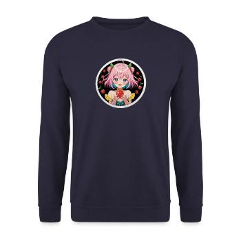 Kawaii Kirsche Mädchen - Unisex Pullover - Navy - Vorne - Alina (178cm) & Michal (187cm)