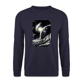 Cosmic Voyage: Graphic Galaxy and Planet Design - Unisex Sweatshirt - navy - Front - Alina (178cm) & Michal (187cm)